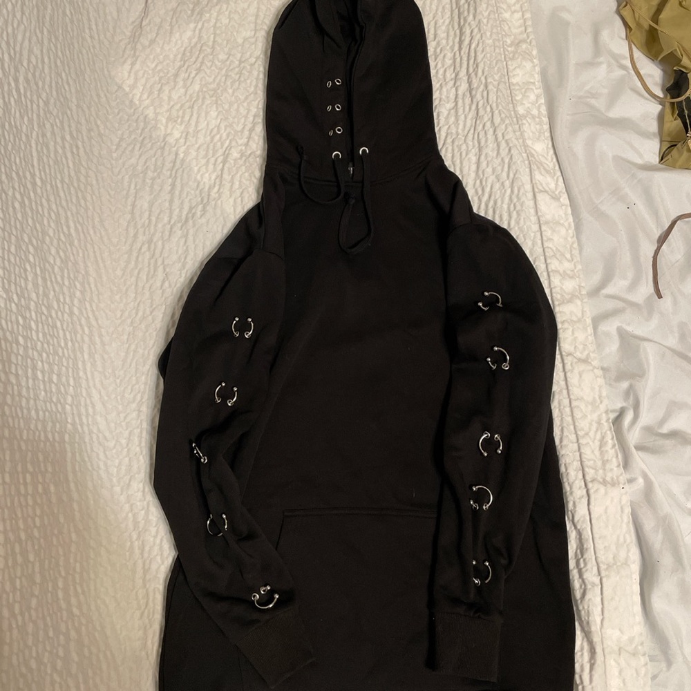 Current mood dolls kill black hoodie with piercings down the sleeve